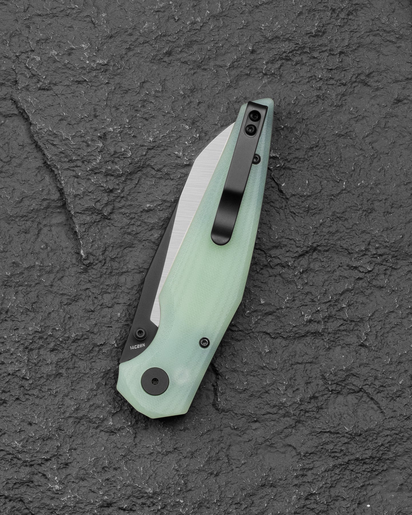 Bestech Snakebird BG58D 14C28N Blade Transparent G10 Handle Button Lock Folding Knife