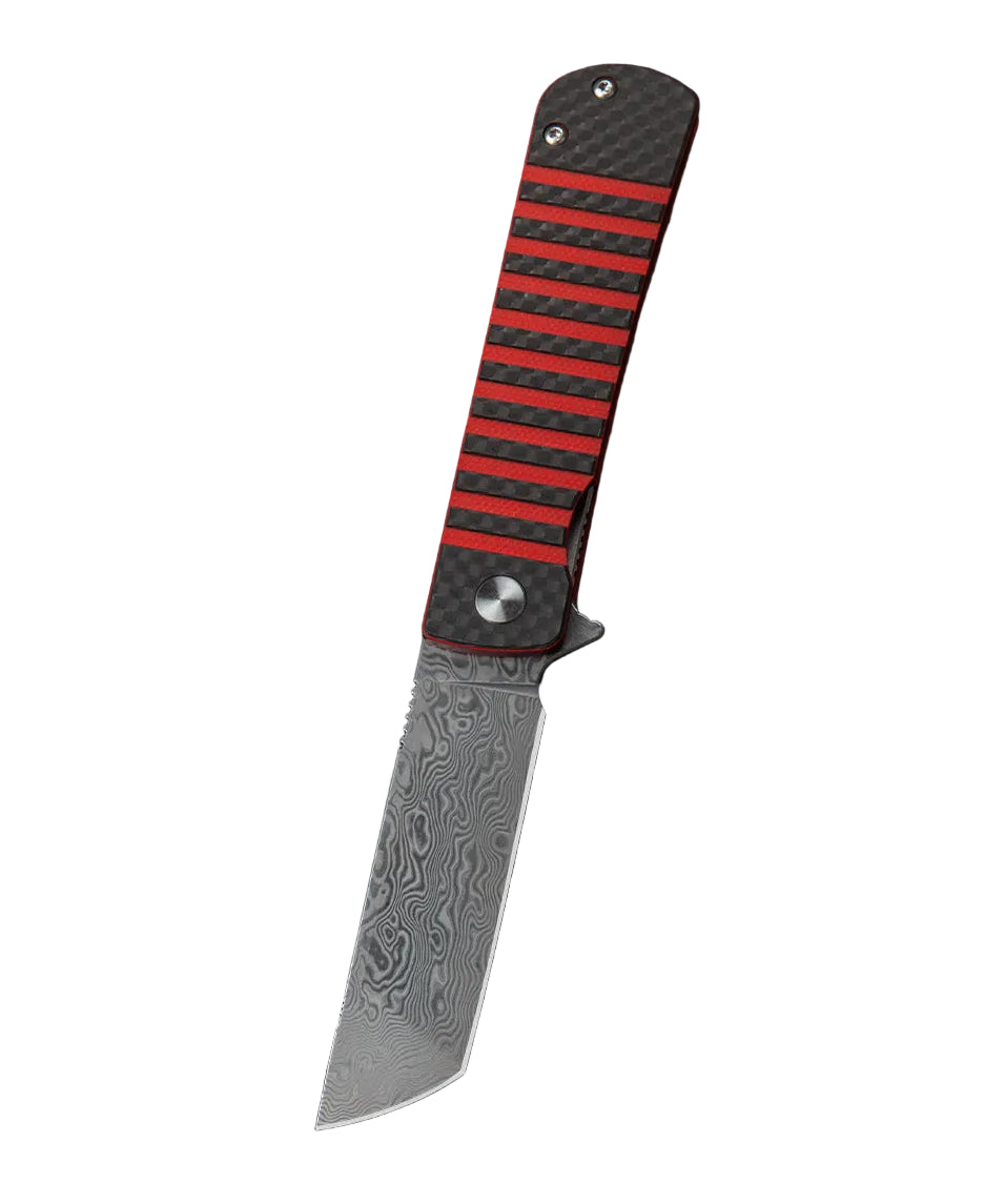 Bestech Titan BL05B Damascus Blade Carbon Fiber and G10 Handle Liner Lock Folding Knife