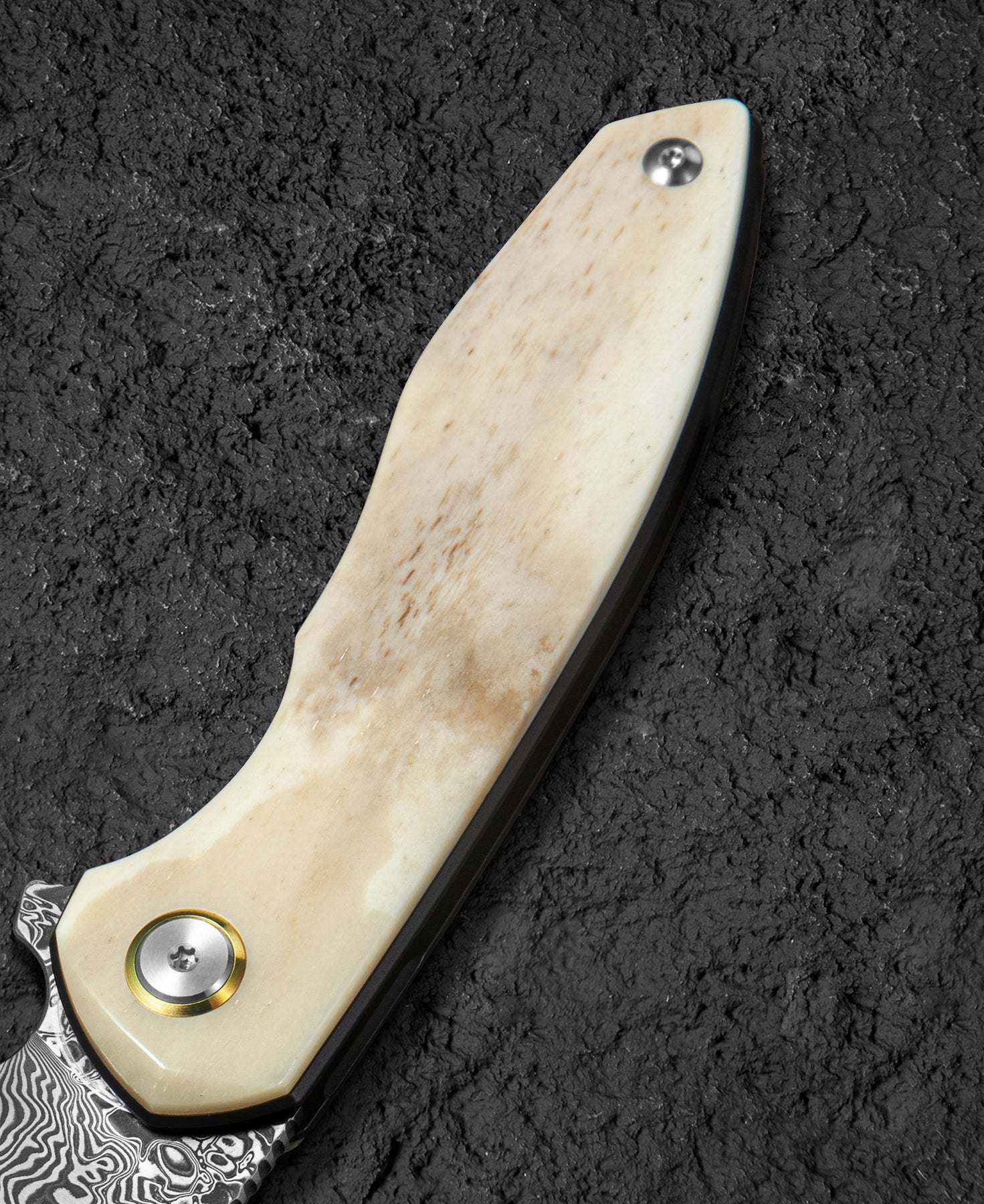 Bestech Bambi BL08A Damascus Blade Ox Bone Handle Liner Lock Folding Knife