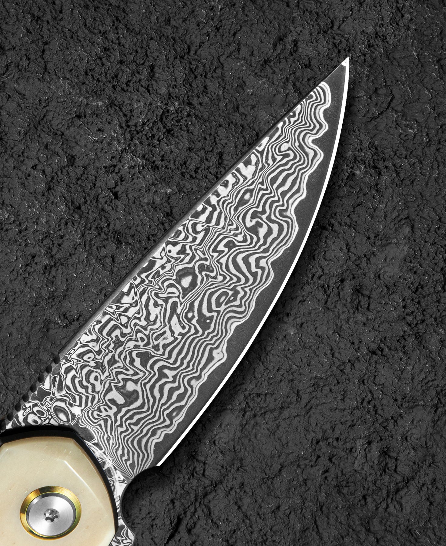 Bestech Bambi BL08A Damascus Blade Ox Bone Handle Liner Lock Folding Knife