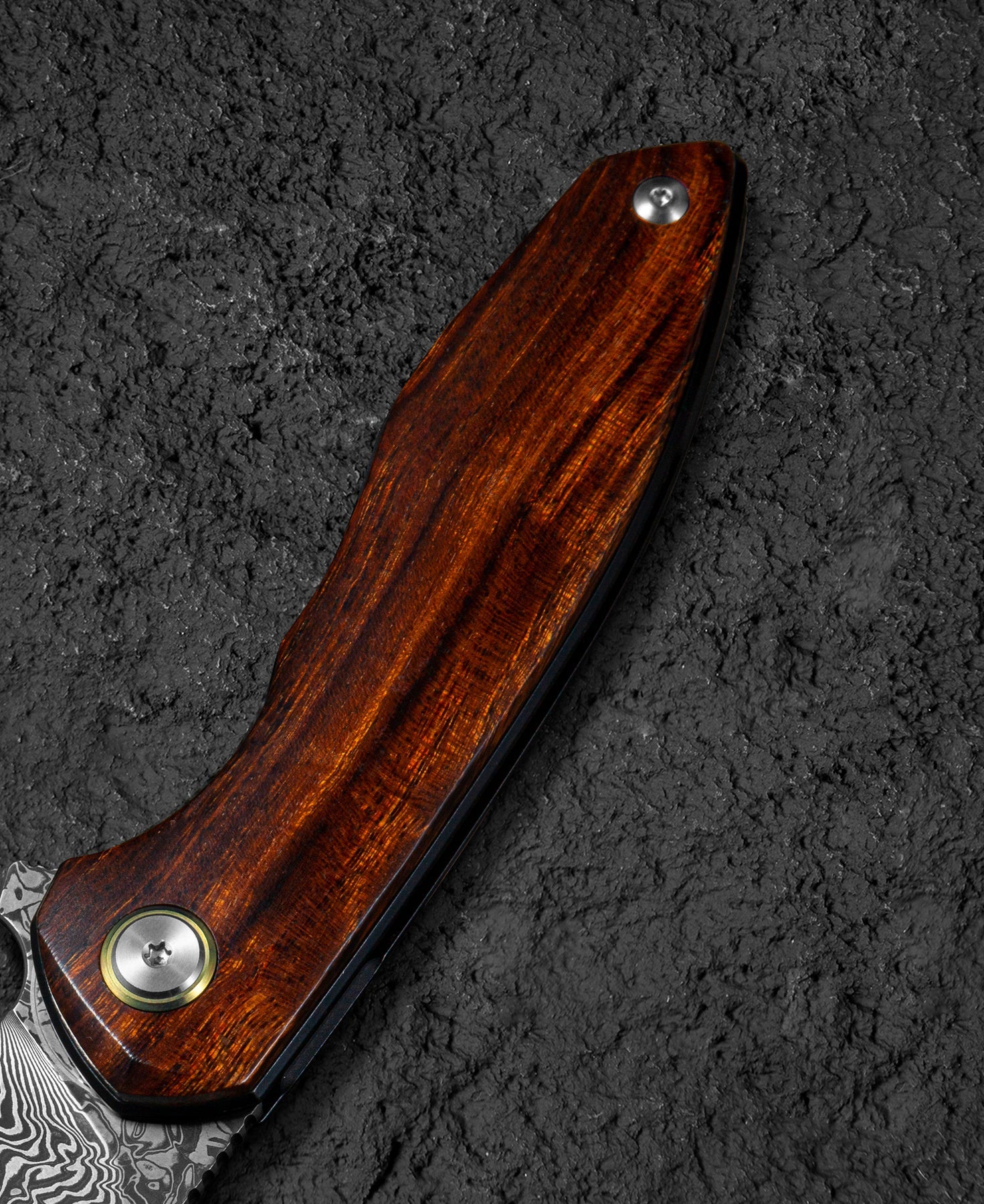 Bestech Bambi BL08D Damascus Blade Iron Wood Handle Liner Lock Folding Knife