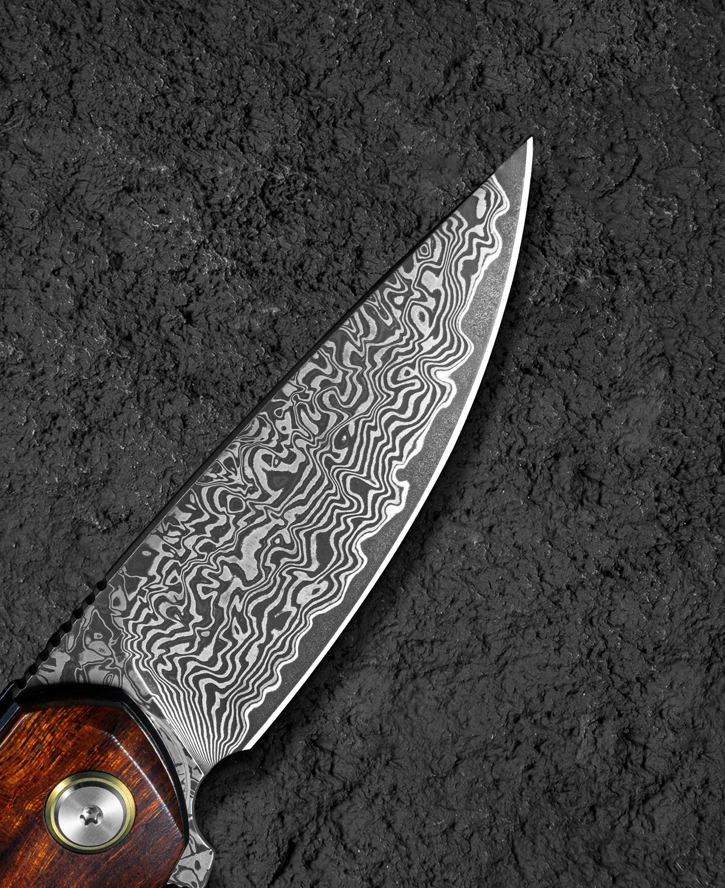 Bestech Bambi BL08D Damascus Blade Iron Wood Handle Liner Lock Folding Knife