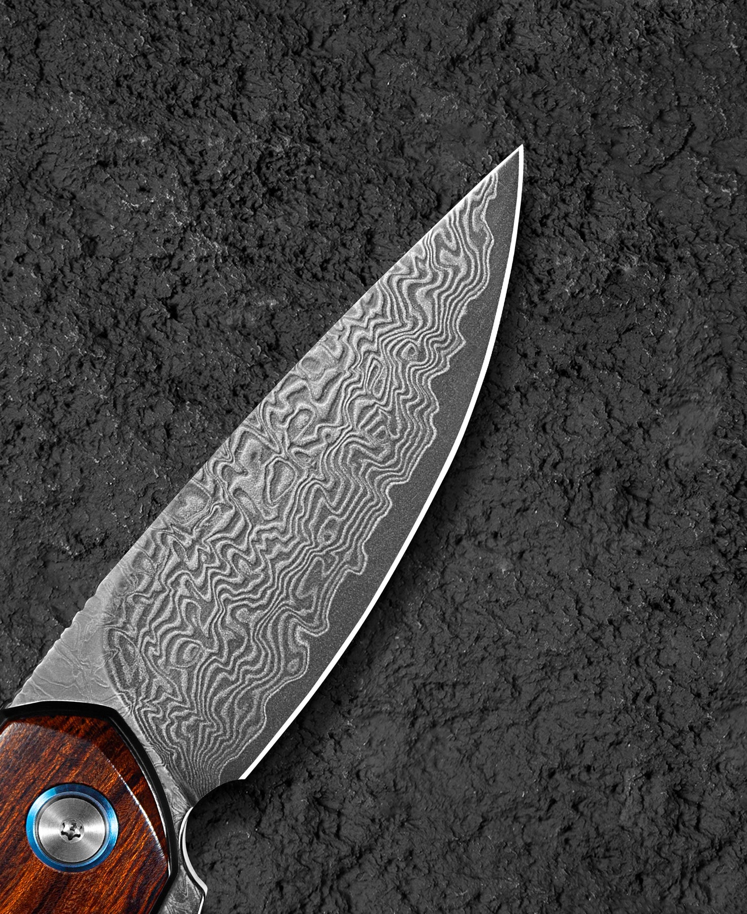 Bestech Bambi BL08E Damascus Blade Iron Wood Handle Liner Lock Folding Knife