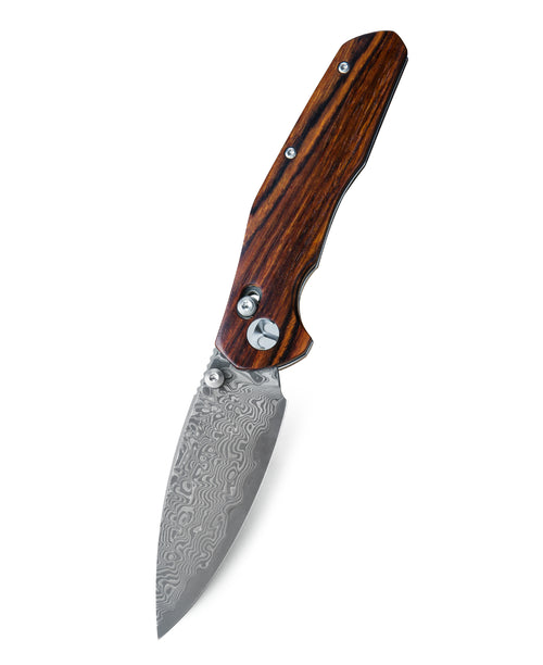 Bestechman Ronan BMK02L Damascus Blade Rosewood Handle Crossbar Lock Folding Knife
