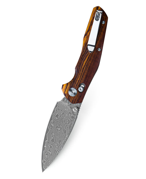 Bestechman Ronan BMK02L Damascus Blade Rosewood Handle Crossbar Lock Folding Knife