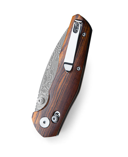 Bestechman Ronan BMK02L Damascus Blade Rosewood Handle Crossbar Lock Folding Knife