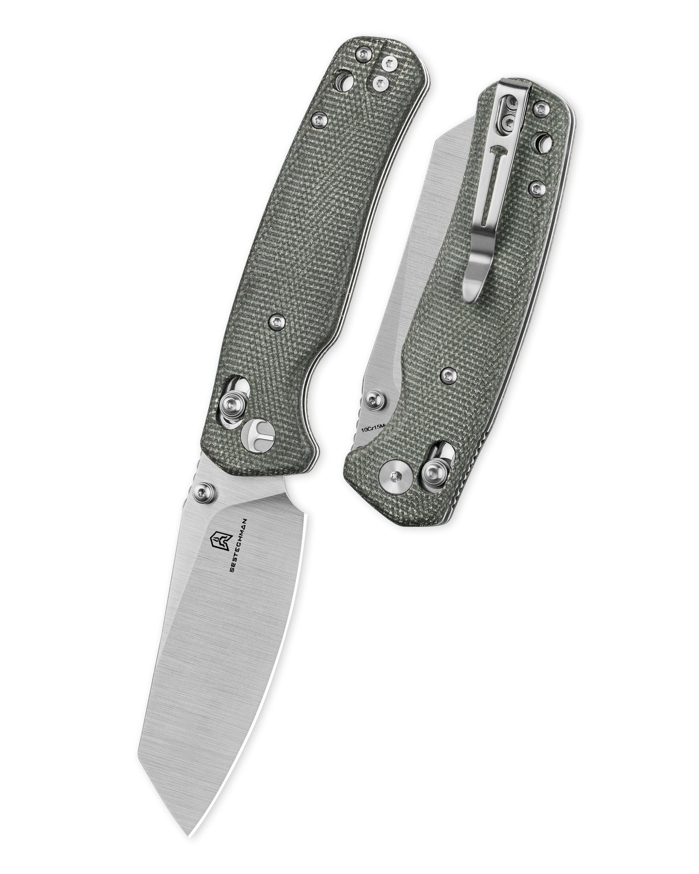 Bestechman Cicada's Wing BMK06-M-3 10Cr15MoV Blade Micarta Handle Crossbar Lock Folding Knife