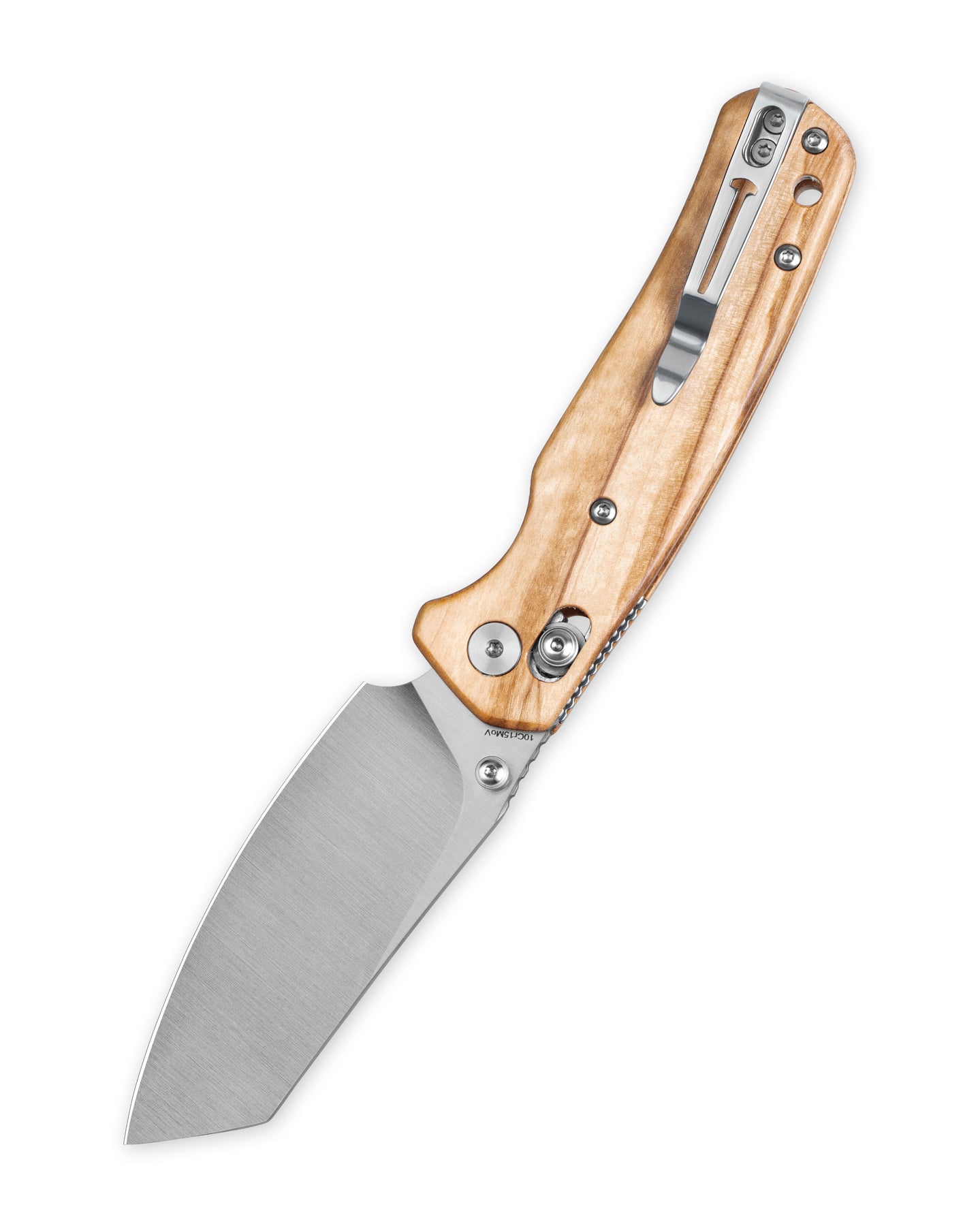 Bestechman Cicada's Wing BMK06-W-1 10Cr15MoV Blade Olive Wood Handle Crossbar Lock Folding Knife
