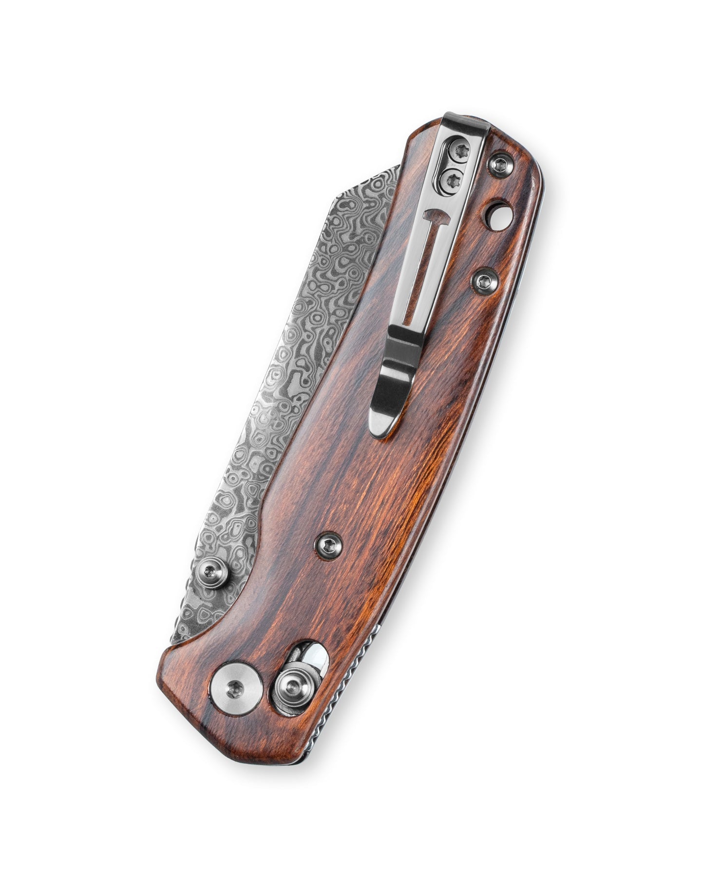 Bestechman Cicada's Wing BMK06-W-4 Damascus Blade Desert Ironwood Handle Crossbar Lock Folding Knife