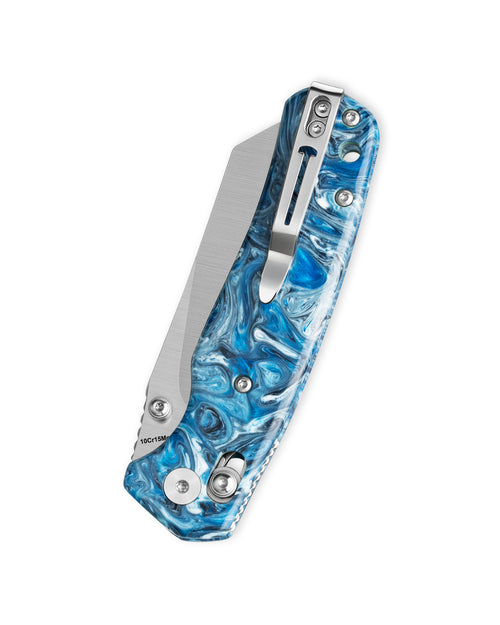 Bestechman Cicada's wing BMK06Q 10Cr15MoV Blade Resin Handle Crossbar Lock Folding Knife