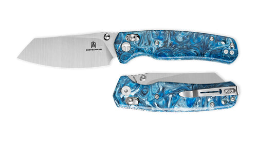 Bestechman Cicada's wing BMK06Q 10Cr15MoV Blade Resin Handle Crossbar Lock Folding Knife