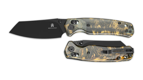Bestechman Cicada's wing BMK06S 10Cr15MoV Blade Resin Handle Crossbar Lock Folding Knife