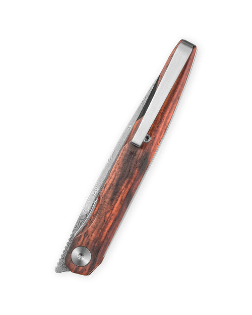 Bestechman Lanza BMK14-D-3 Damascus Blade Rosewood Handle Liner Lock Folding Knife