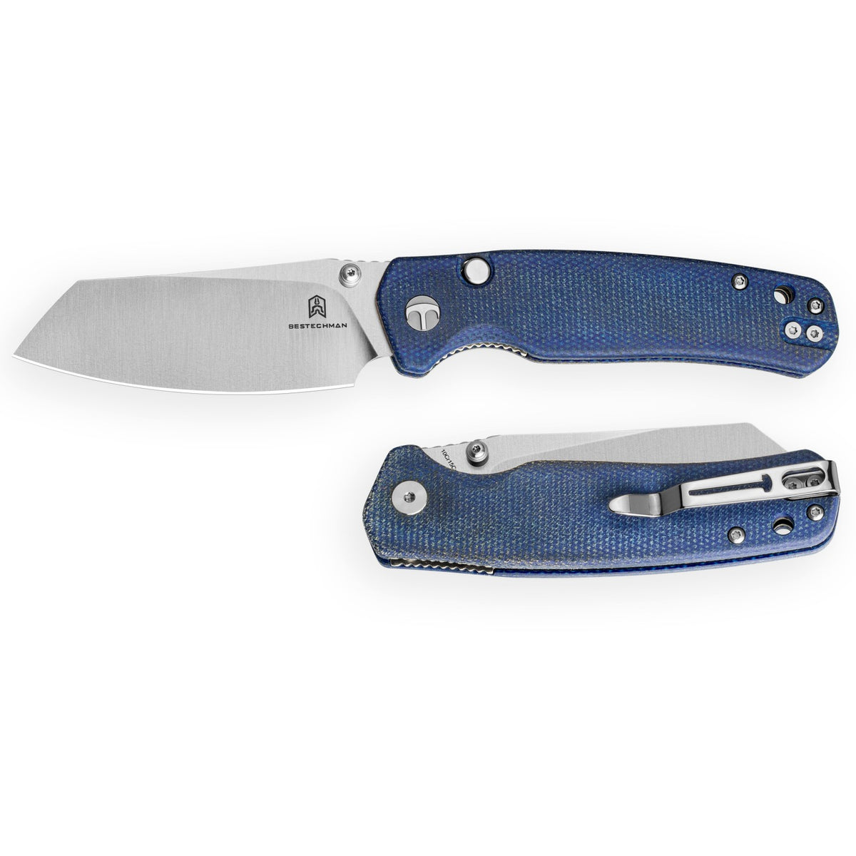 Bestechman Cicada's Wing-TL BMK24-M-1 10Cr15CoMoV Blade Blue Micarta Handle Top Liner Lock Folding Knife