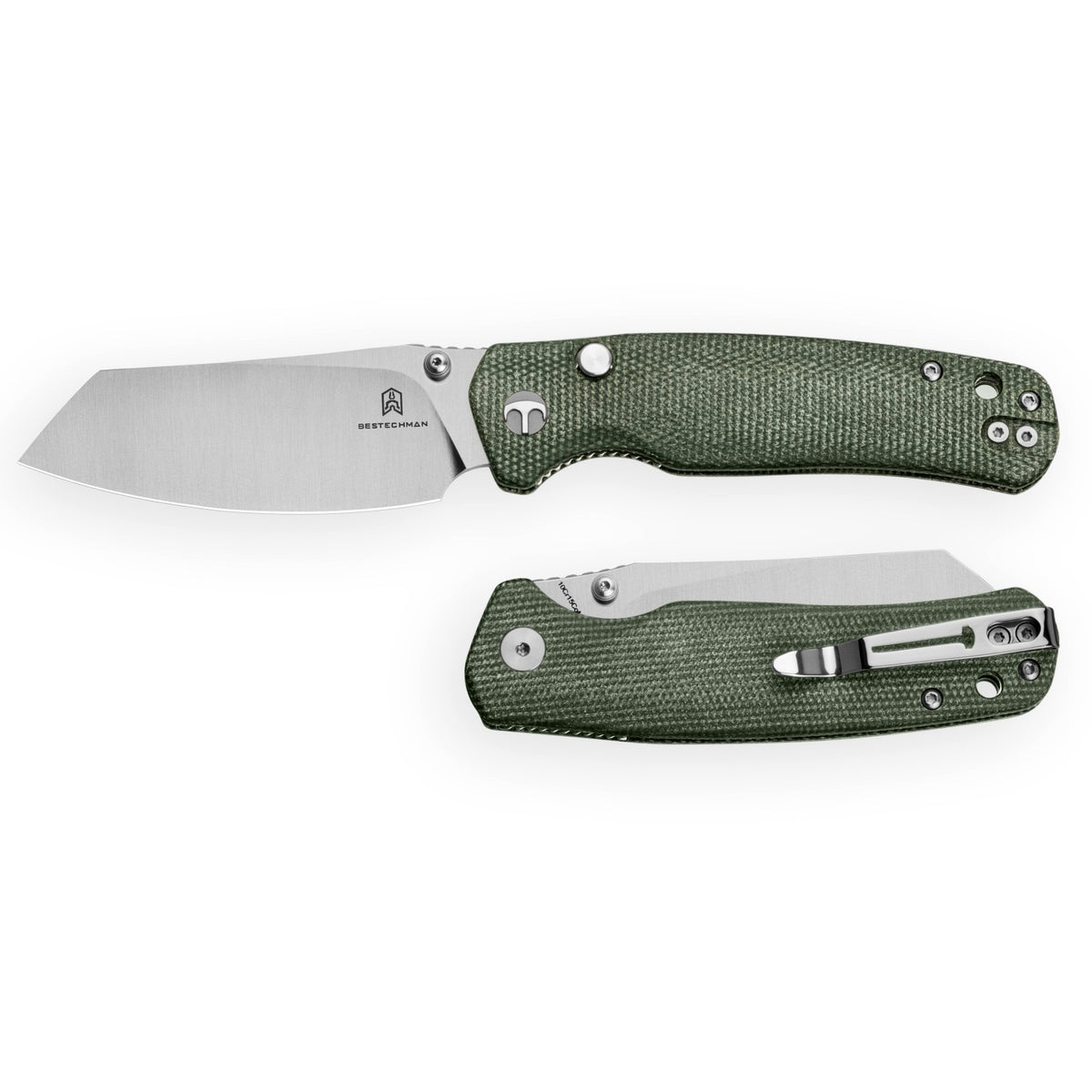 Bestechman Cicada's Wing-TL BMK24-M-2 10Cr15CoMoV Blade Blue Micarta Handle Top Liner Lock Folding Knife