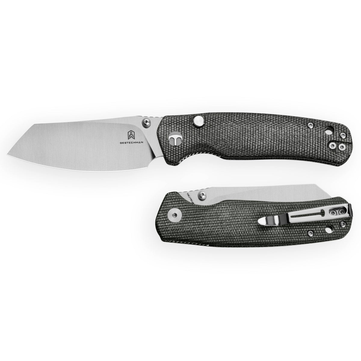 Bestechman Cicada's Wing-TL BMK24-M-3 10Cr15CoMoV Blade Grey Micarta Handle Top Liner Lock Folding Knife