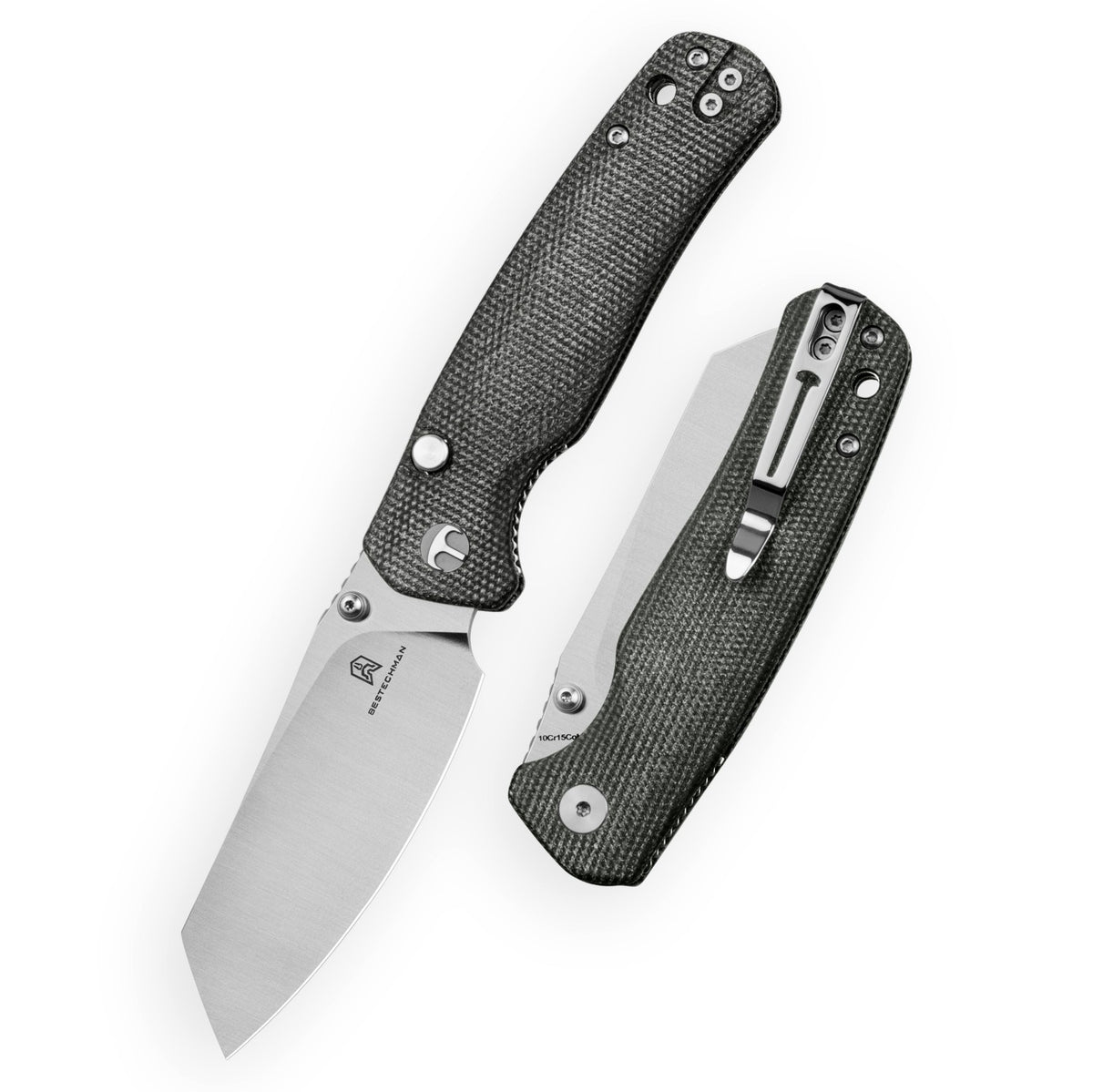Bestechman Cicada's Wing-TL BMK24-M-3 10Cr15CoMoV Blade Grey Micarta Handle Top Liner Lock Folding Knife