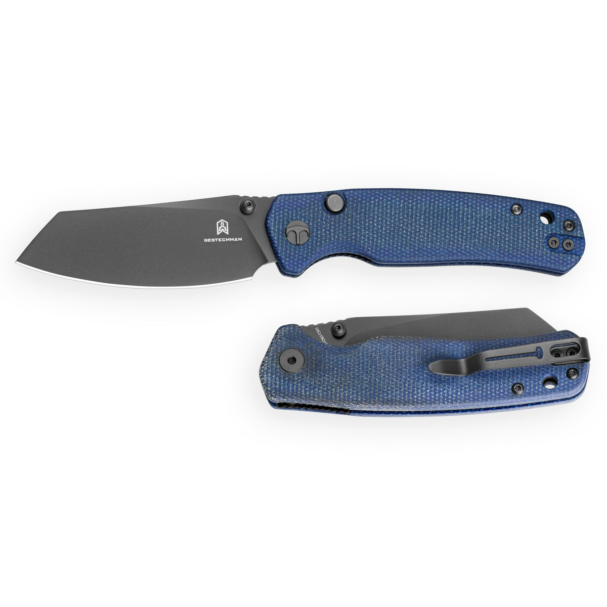 Bestechman Cicada's Wing-TL BMK24-M-4 10Cr15CoMoV Blade Blue Micarta Handle Top Liner Lock Folding Knife