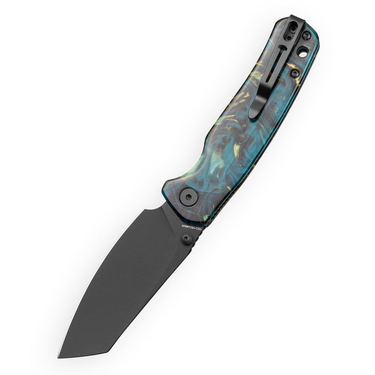 Bestechman Cicada's Wing-TL BMK24-R-3 10Cr15CoMoV Blade Clear Blue Resin Handle Top Liner Lock Folding Knife