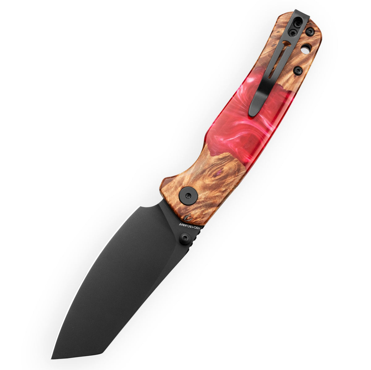 Bestechman Cicada's Wing-TL BMK24-W-1 10Cr15CoMoV Blade Wood and Red Resin Handle Top Liner Lock Folding Knife