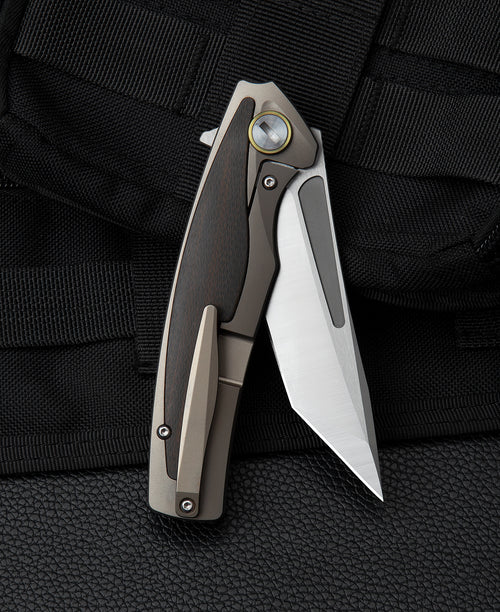 Bestech Predator BT1706G CPM-S35VN Blade Titanium+Orange G10 Handle Frame Lock Folding Knife