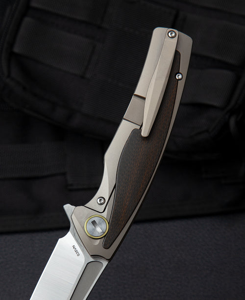 Bestech Predator BT1706G CPM-S35VN Blade Titanium+Orange G10 Handle Frame Lock Folding Knife