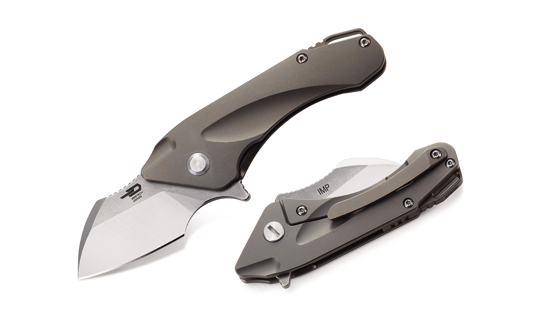 Bestech IMP BT1710C CPM-S35VN Blade Titanium+CarbonFiber inlayed Handle Frame Lock Folding Knife