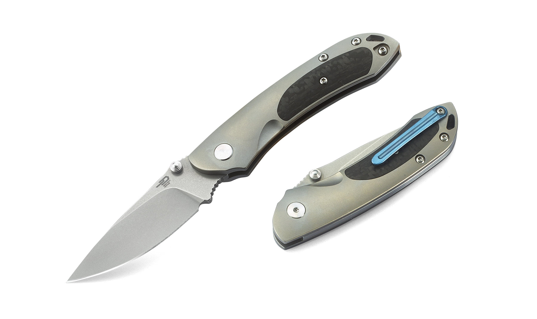 Bestech Junzi BT1809A CPM-S35VN Blade Titanium+Carbon Fiber inlayed Handle Slip Joint Folding Knife