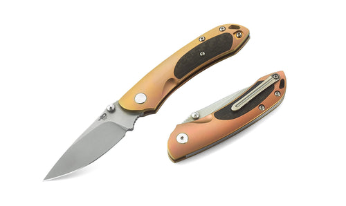 Bestech Junzi BT1809B CPM-S35VN Blade Titanium+Carbon Fiber inlayed Handle Slip Joint Folding Knife