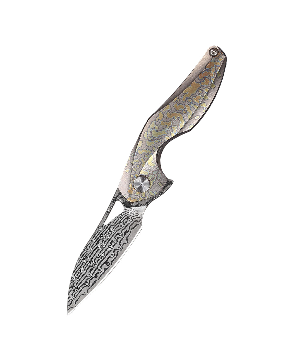 Bestech The Reticulan BT1810K Damascus Blade Titanium Handle Frame Lock Folding Knife
