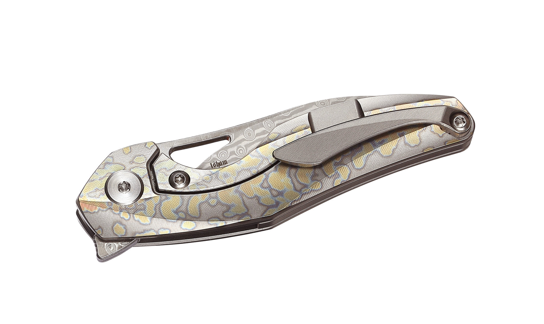 Bestech The Reticulan BT1810K Damascus Blade Titanium Handle Frame Lock Folding Knife