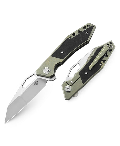 Bestech Fractal BT1907B CPM-S35VN Blade Titanium+Carbon Fiber Inlay Handle Frame Lock Folding Knife