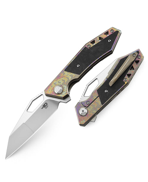 Bestech Fractal BT1907C CPM-S35VN Blade Titanium+Carbon Fiber Inlay Handle Frame Lock Folding Knife