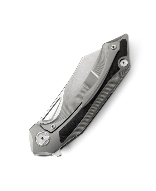 Bestech Kasta BT1909A M390 Blade Titanium and Marble Carbon Fiber Inlay Handle Frame Lock Folding Knife