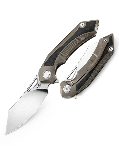 Bestech Kasta BT1909C M390 Blade Titanium and Marble Carbon Fiber Inlay Handle Frame Lock Folding Knife