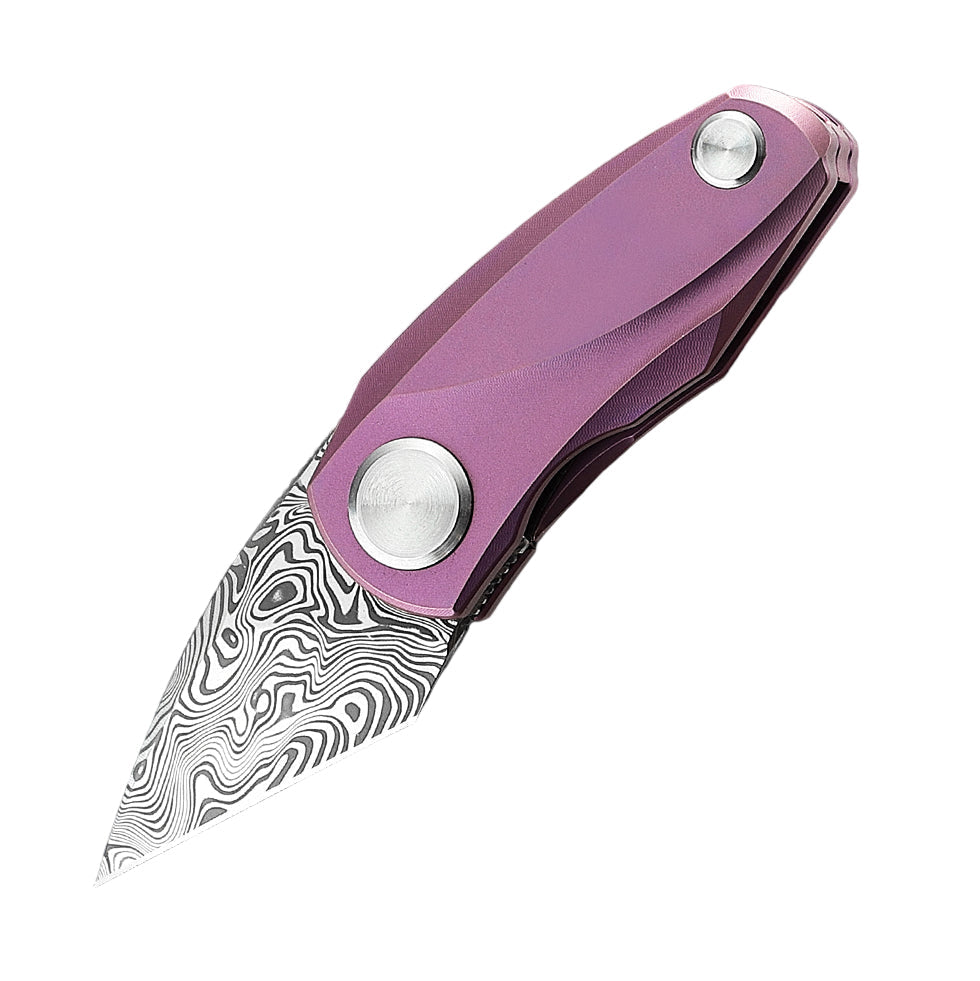 Bestech Tulip BT1913H Damascus Blade Titanium Handle Frame Lock Folding Knife