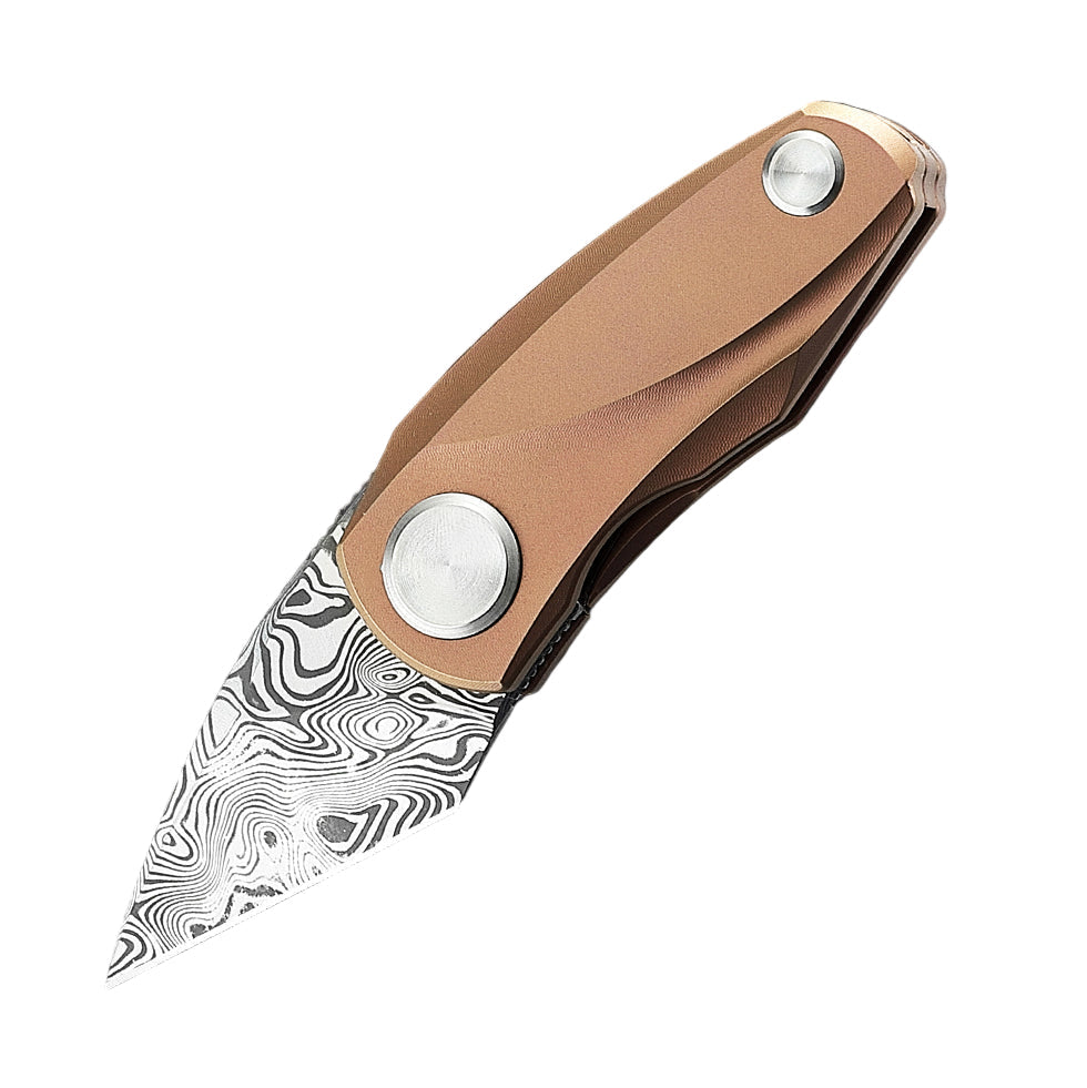 Bestech Tulip BT1913I Damascus Blade Titanium Handle Frame Lock Folding Knife