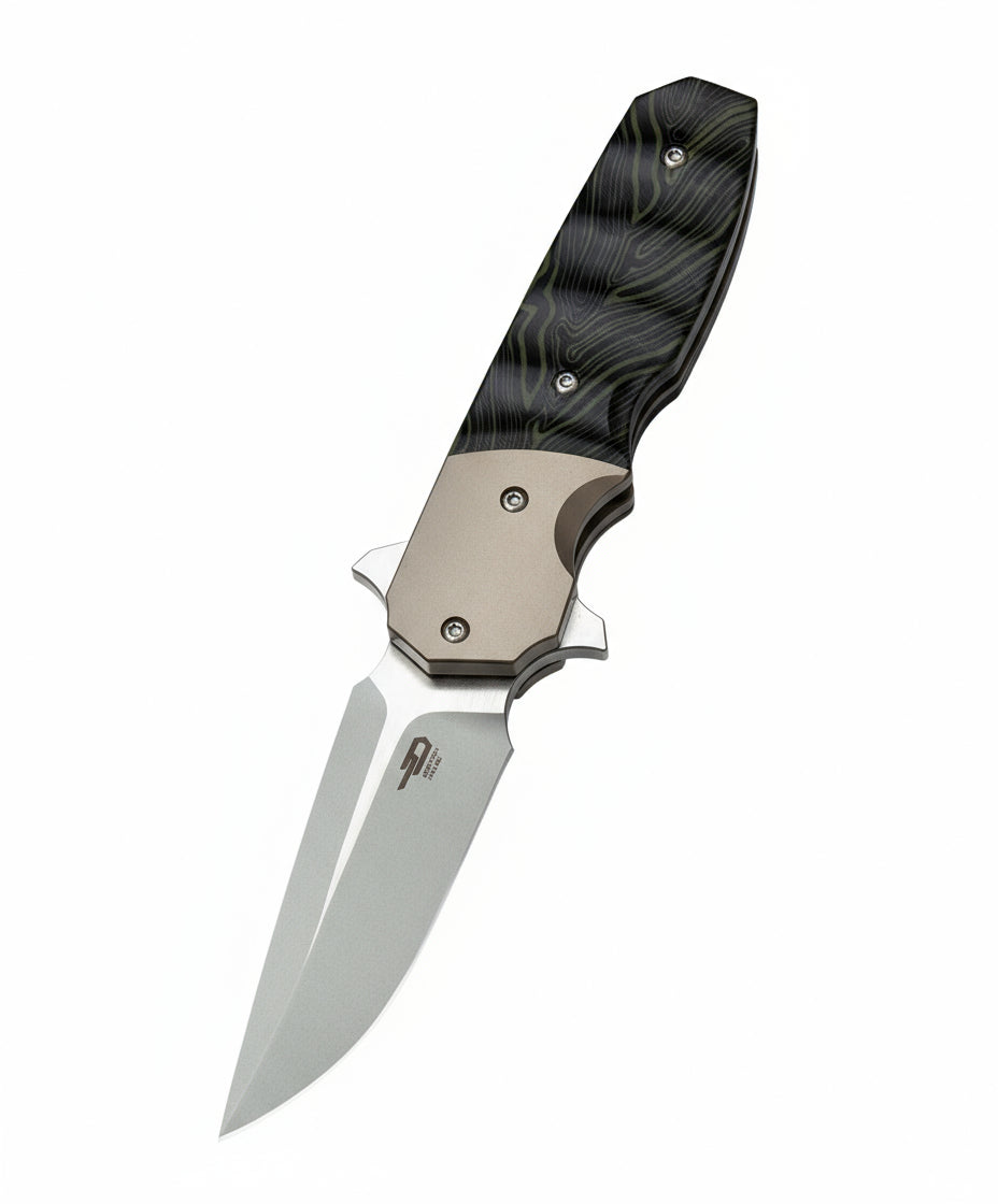 Bestech Freefall BT2007A CPM-S35VN Blade Titanium+Black Green G10 Handle Liner lock Folding Knife