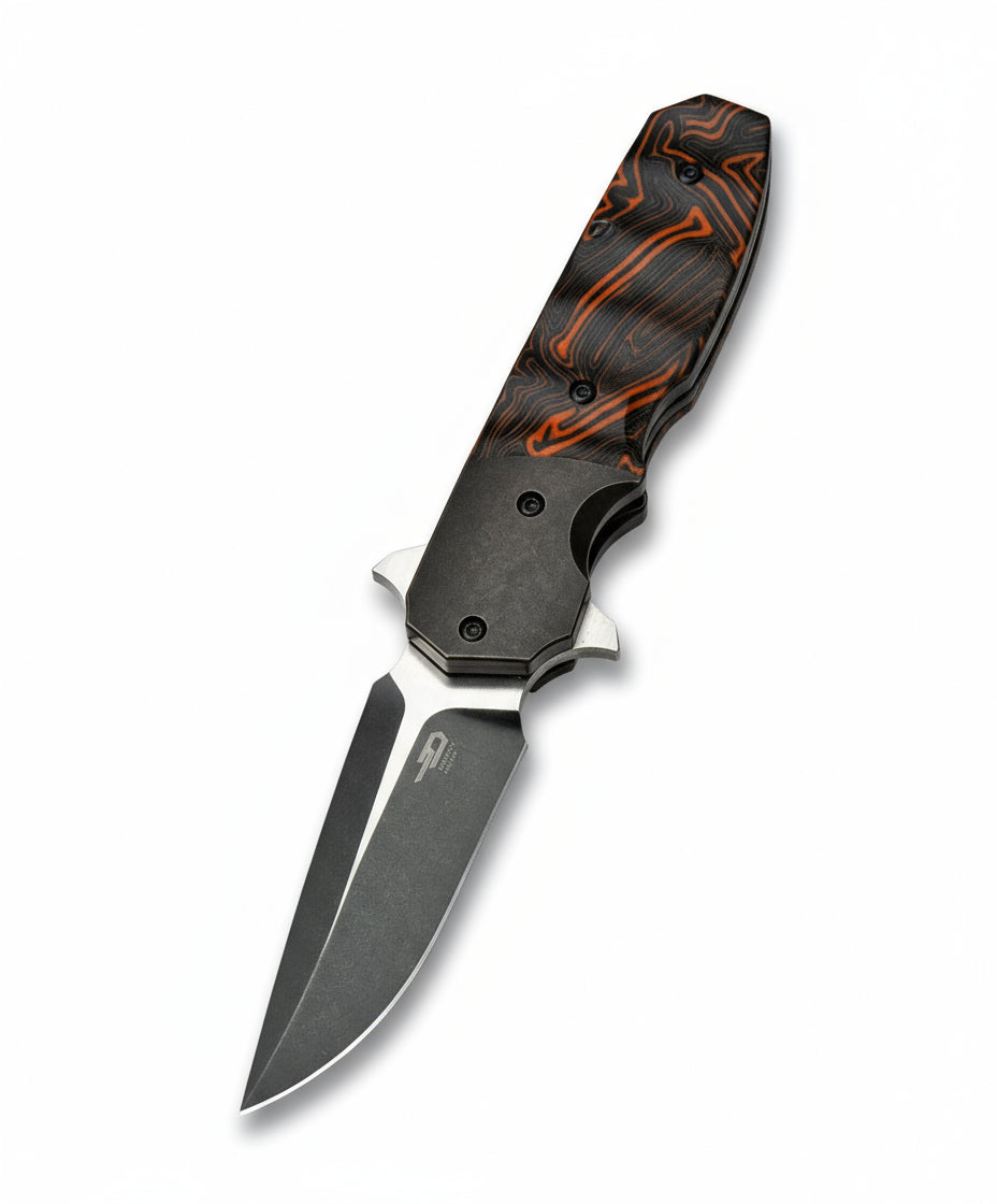 Bestech Freefall BT2007B CPM-S35VN Blade Titanium+Black Orange G10 Handle Liner lock Folding Knife