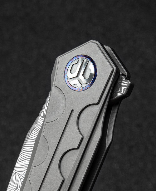 Bestech Samari BT2009G Damascus Blade Titanium Handle Frame Lock Folding Knife