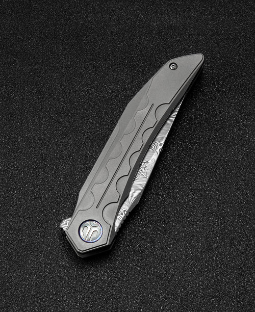 Bestech Samari BT2009G Damascus Blade Titanium Handle Frame Lock Folding Knife