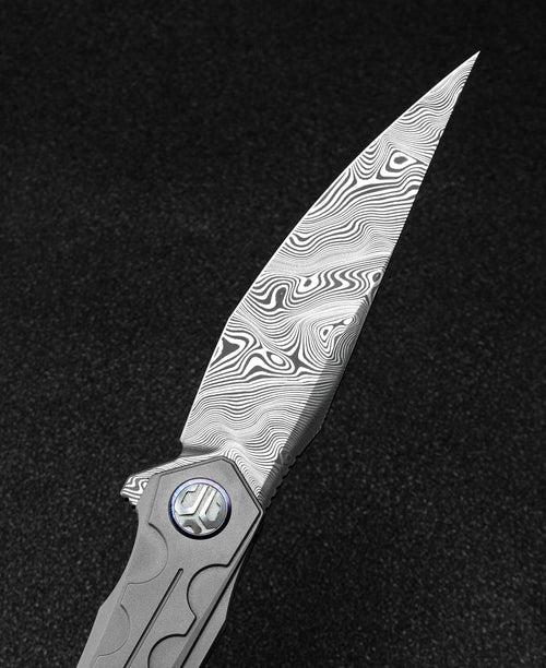 Bestech Samari BT2009G Damascus Blade Titanium Handle Frame Lock Folding Knife