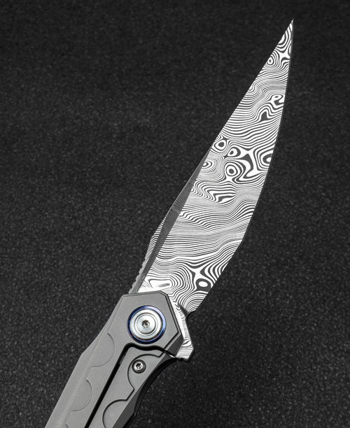 Bestech Samari BT2009G Damascus Blade Titanium Handle Frame Lock Folding Knife