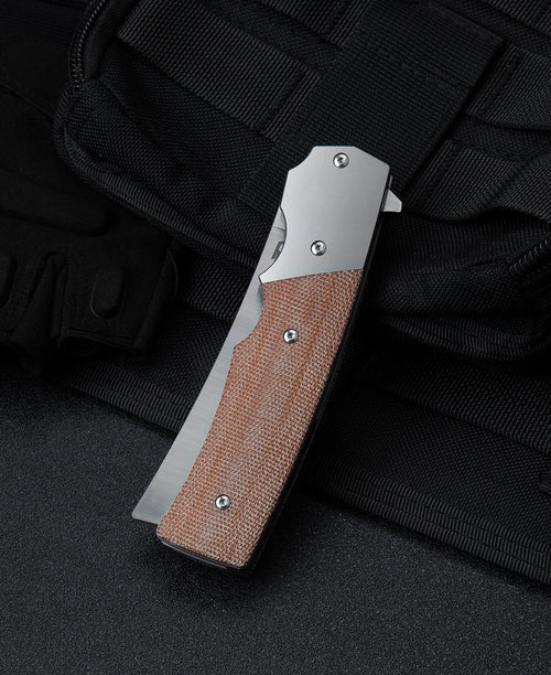 Bestech Spanish Tip Razor BT2101B M390 Blade Titanium+Micarta Handle Frame Lock Folding Knife