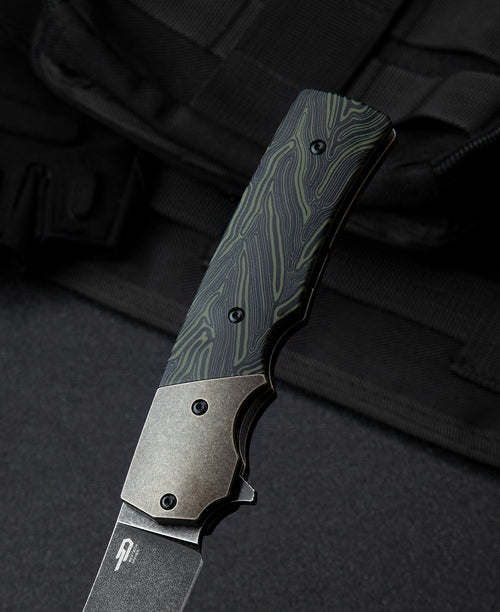 Bestech Spanish Tip Razor BT2101E M390 Blade Titanium+G10 Handle Frame Lock Folding Knife