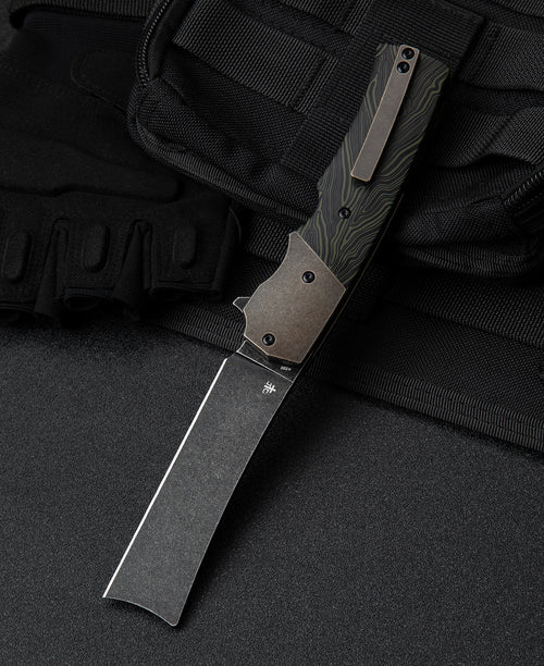 Bestech Spanish Tip Razor BT2101E M390 Blade Titanium+G10 Handle Frame Lock Folding Knife