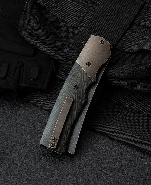 Bestech Spanish Tip Razor BT2101E M390 Blade Titanium+G10 Handle Frame Lock Folding Knife