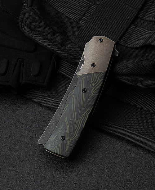 Bestech Spanish Tip Razor BT2101E M390 Blade Titanium+G10 Handle Frame Lock Folding Knife