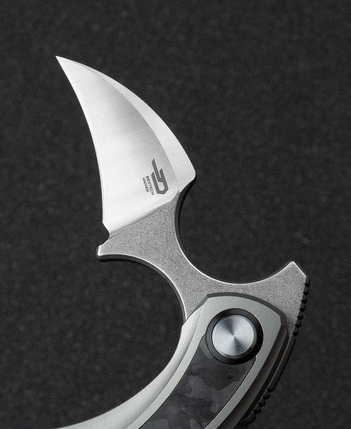 Bestech Strelit BT2103D M390 Blade Titanium+Black Blue Marble Carbon Fiber Inlay Handle Frame Lock Folding Knife