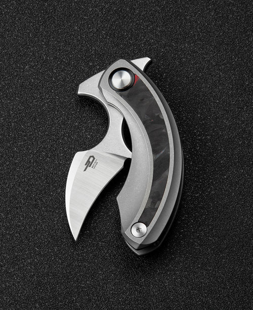 Bestech Strelit BT2103E M390 Blade Titanium+Black Red Marble Carbon Fiber Inlay Handle Frame Lock Folding Knife